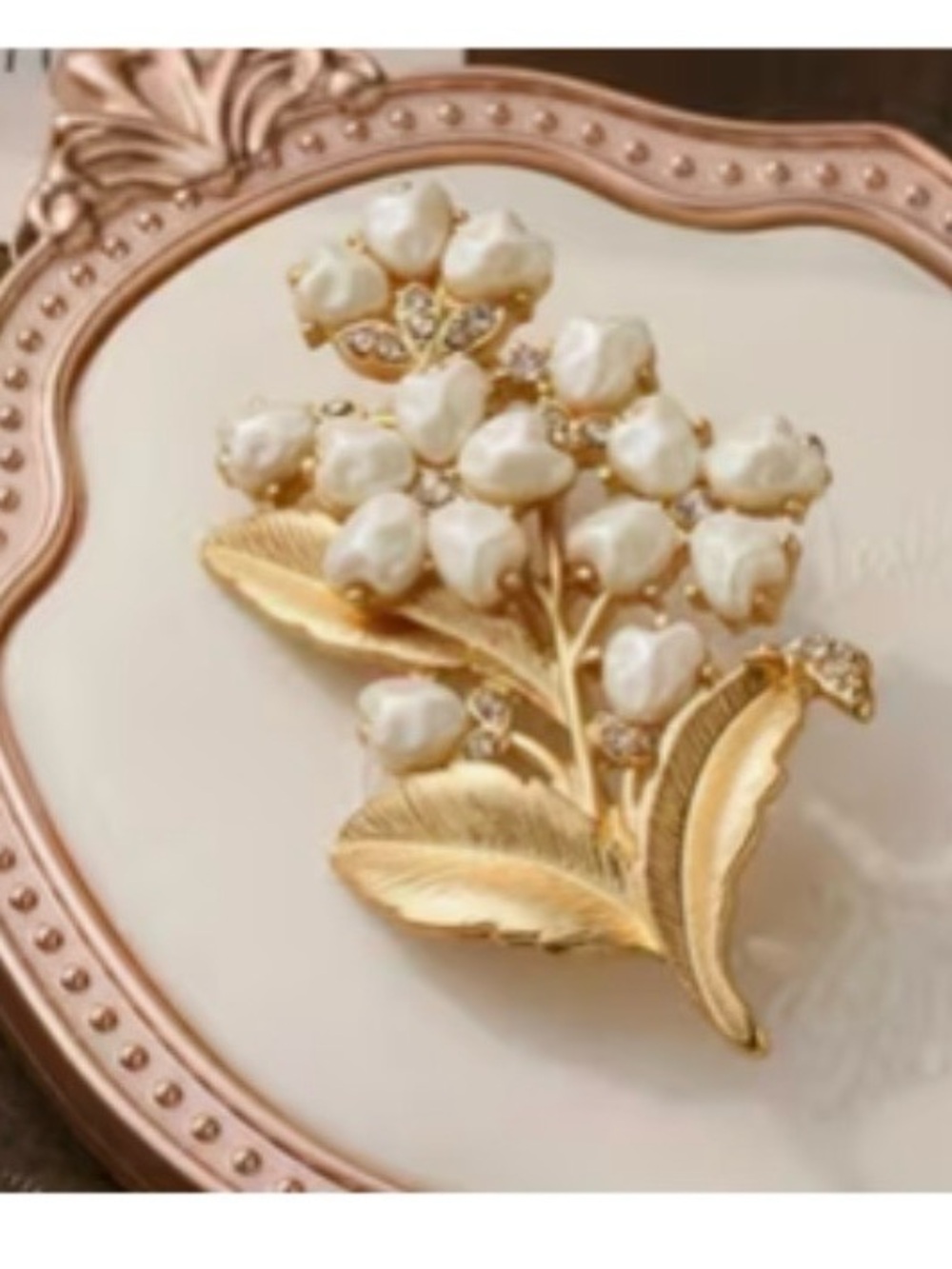 Gold Floral Pearl Cluster Brooch - Women's Jewelry